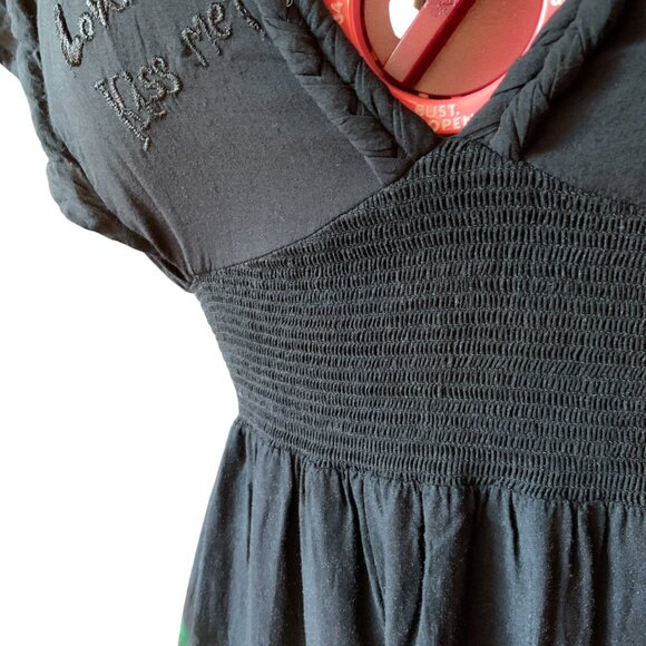 DESIGUAL - Black with pink green Floral prints + sequins - maxi dress size 42 - Picture 4 of 11